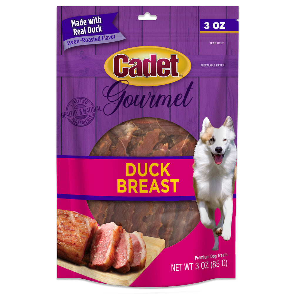 Cadet Gourmet Duck Breast Treats for Dogs 3oz, Front Pouch