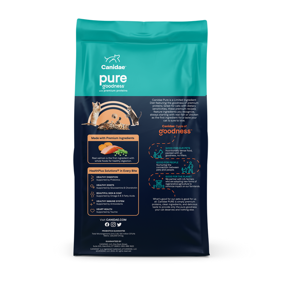 Canidae Grain Free PURE Sea Dry Cat Food 10lbs, Back Bag