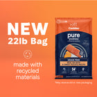 Front bag of Canidae PURE Grain Free Salmon & Sweet Potato Recipe Dry Dog Food 22 lbs