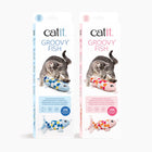 Pink & Blue Catit Groovy Fish Cat Toy in boxes