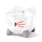 Catit Pixi Drinking Fountain nose and whiskers light up. This water level window shaped like a cat’s nose conveniently indicates the drinking fountain’s status and makes for an adorable nightlight.