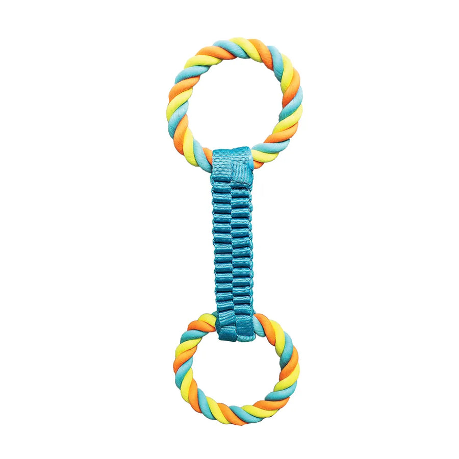 Chomper Balistic Weave with Rope Tugs Dog Toy Blue