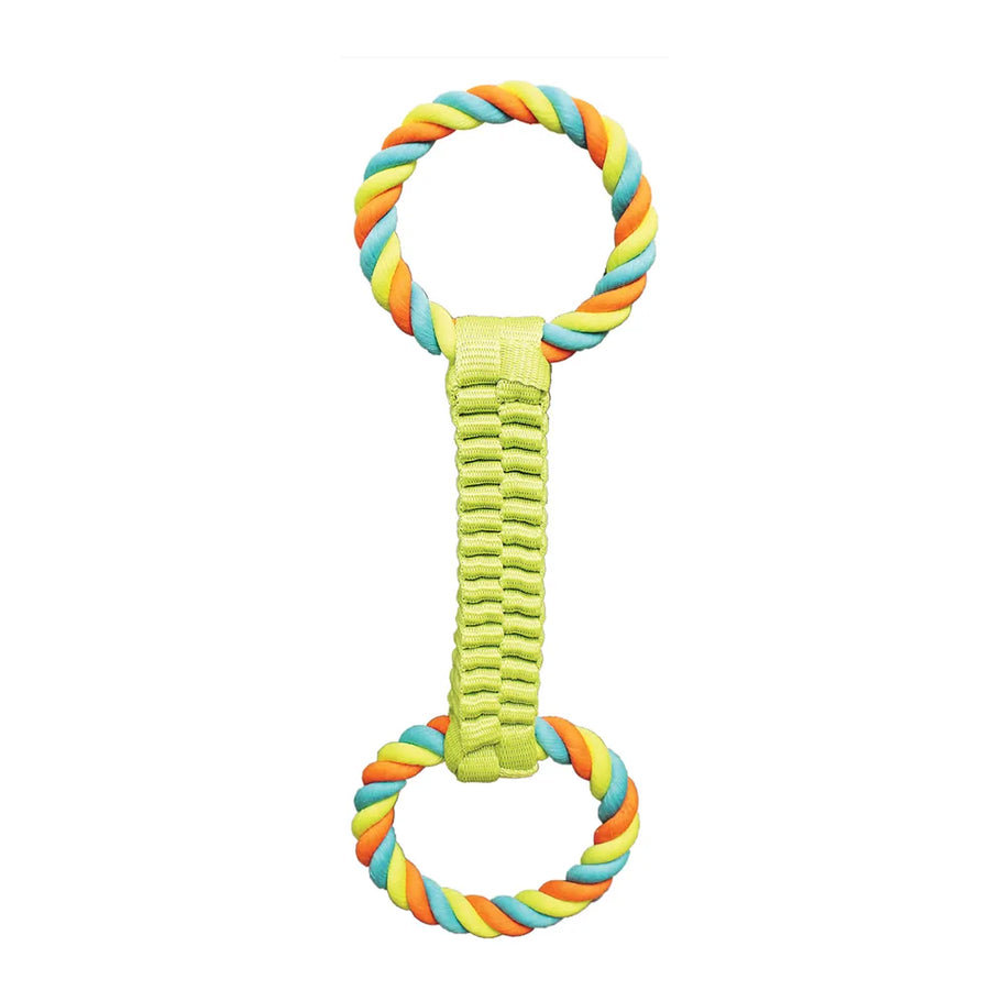 Chomper Balistic Weave with Rope Tugs Dog Toy Green