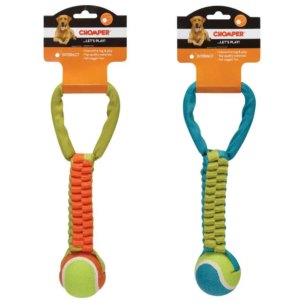 Chomper Braided Nylon Tennis Ball Tugs Dog Toy Assorted Colors