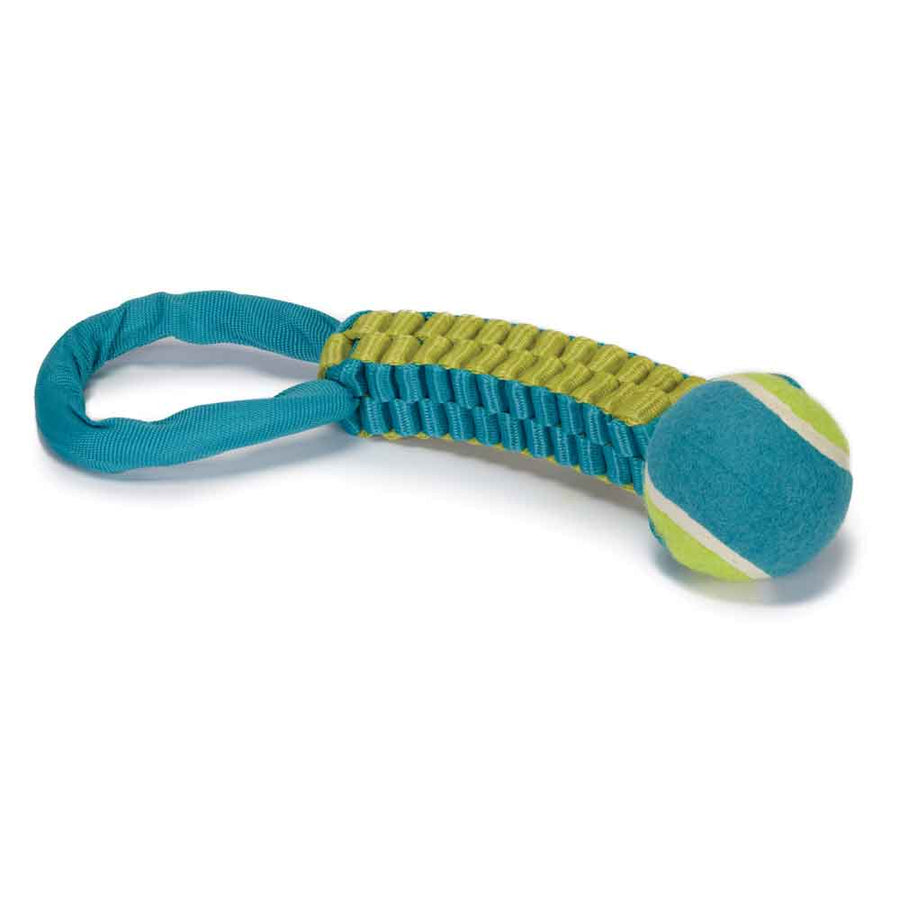 Chomper Braided Nylon Tennis Ball Tugs Dog Toy Orange Blue
