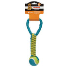 Chomper Braided Nylon Tennis Ball Tugs Dog Toy Orange Blue Front View