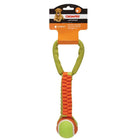 Chomper Braided Nylon Tennis Ball Tugs Dog Toy Orange Front View
