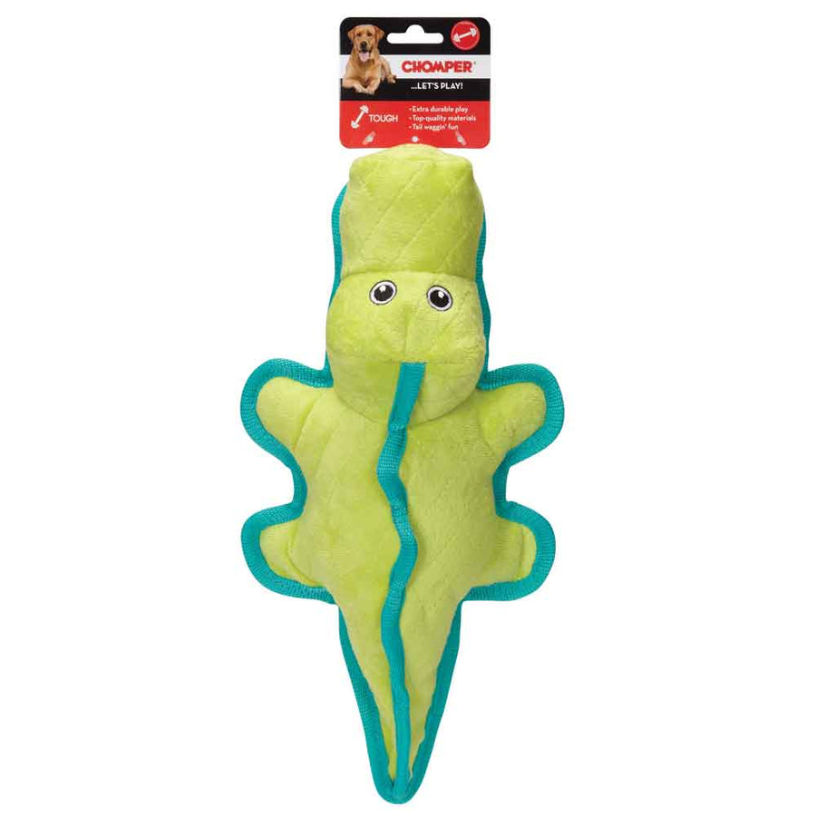 Chomper Gladiator Tuff Alligators Dog Toy Green Top View