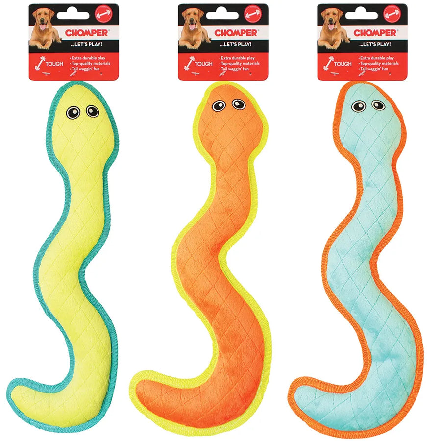 Assorted Chomper Tough Snake Dog Toy