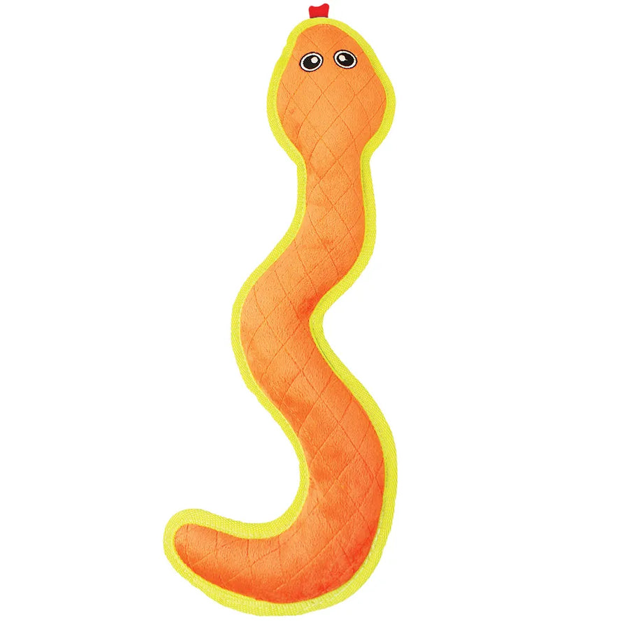 Orange Chomper Tough Snake Dog Toy