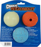Chuckit! Fetch Medley Medium 3 Pack Ball Dog Toy, Front Packaging 