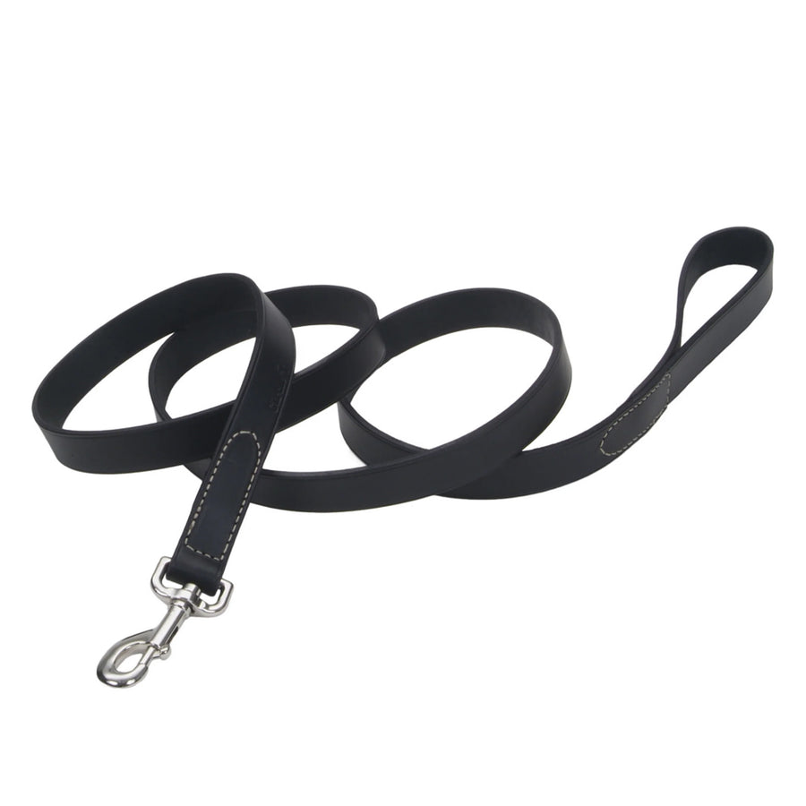 Circle T Oak Tanned Leather Dog Leash, Black 6 Foot, Close Up