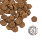 A size for every dog. Kibble approximately 2/3rds size of a dime.