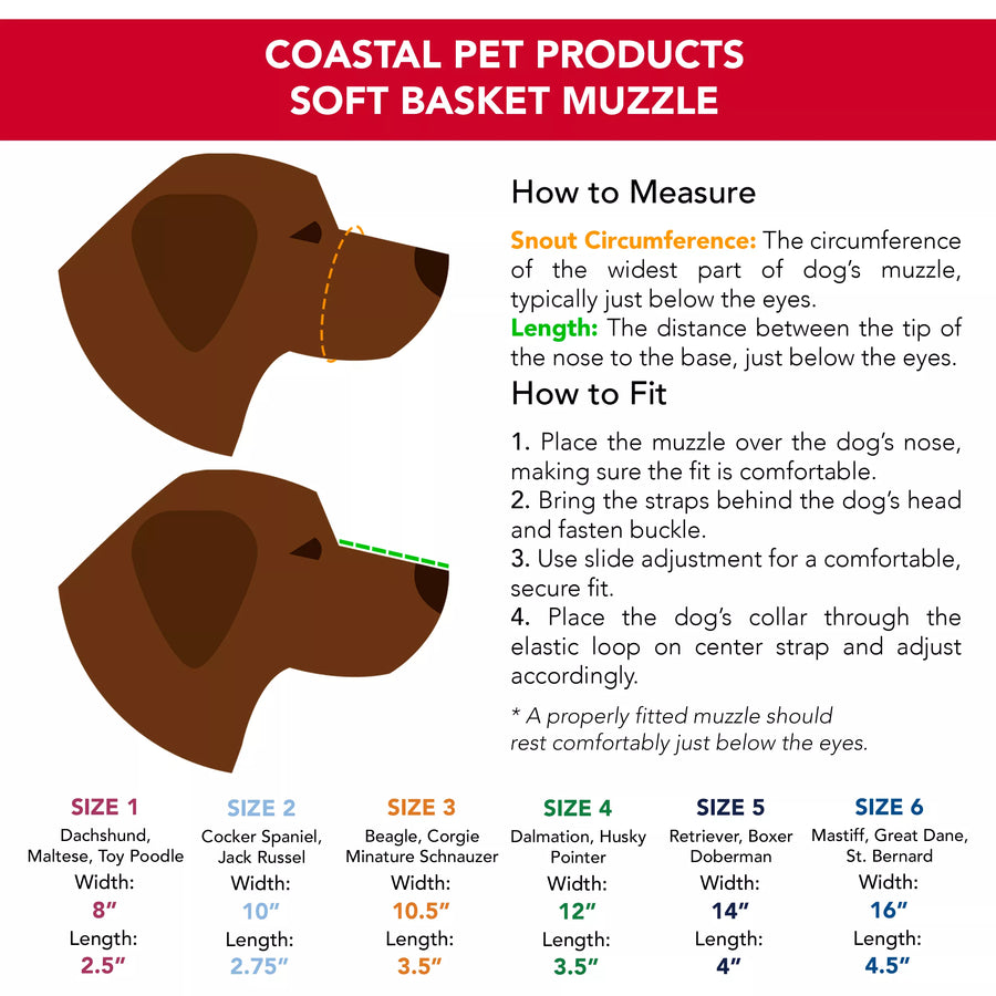 Measurement Guidelines of Coastal Soft Basket Muzzle For Dogs