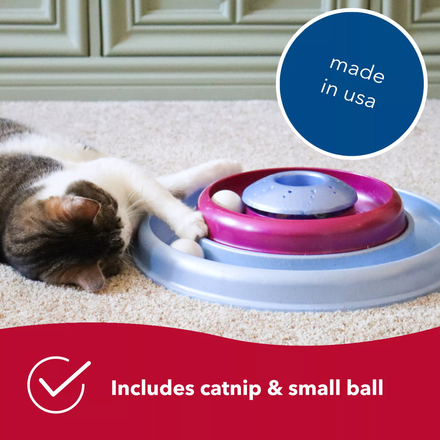 Made in USA. Includes catnip & small ball.