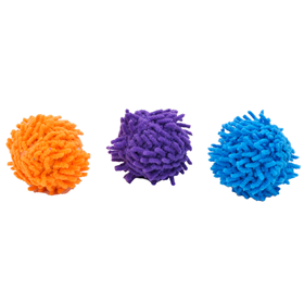 Coastal Turbo Shaggy Mop Balls Cat Toy, Orange, Purple and Blue Colors