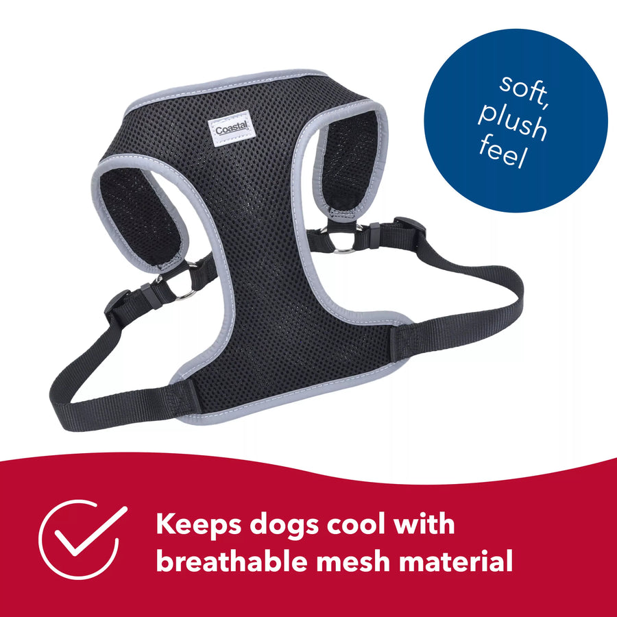 Underside of harness showing soft mesh fabric. Soft, plush feel. Keeps dogs cool with breathable mesh material.