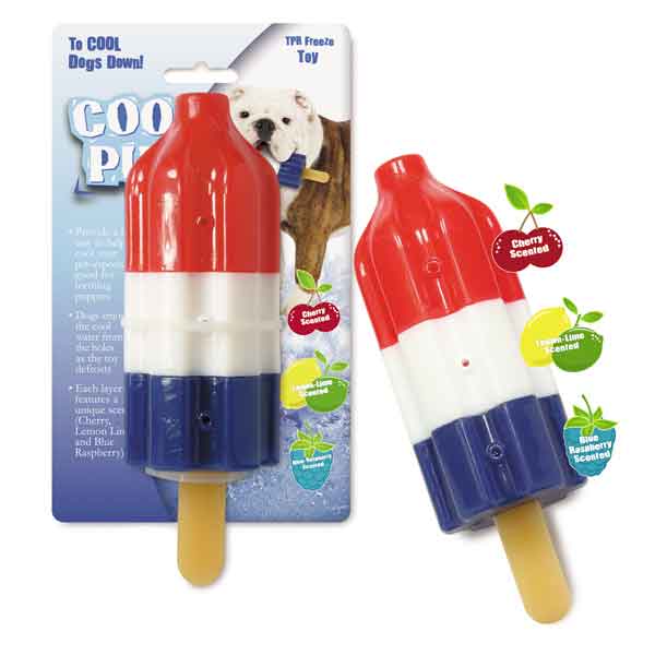 Cool Pup Rocket Pop Freezable Dog Toy Cherry ,Lemon - Lime and Blueberry scents