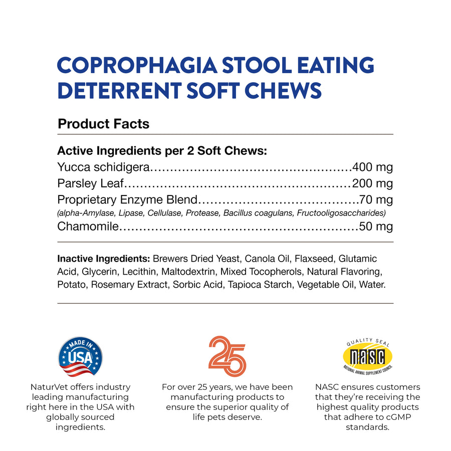 NaturVet Coprophagia Stool Eating Deterrent Plus Breath Aid Soft Chews for Dogs