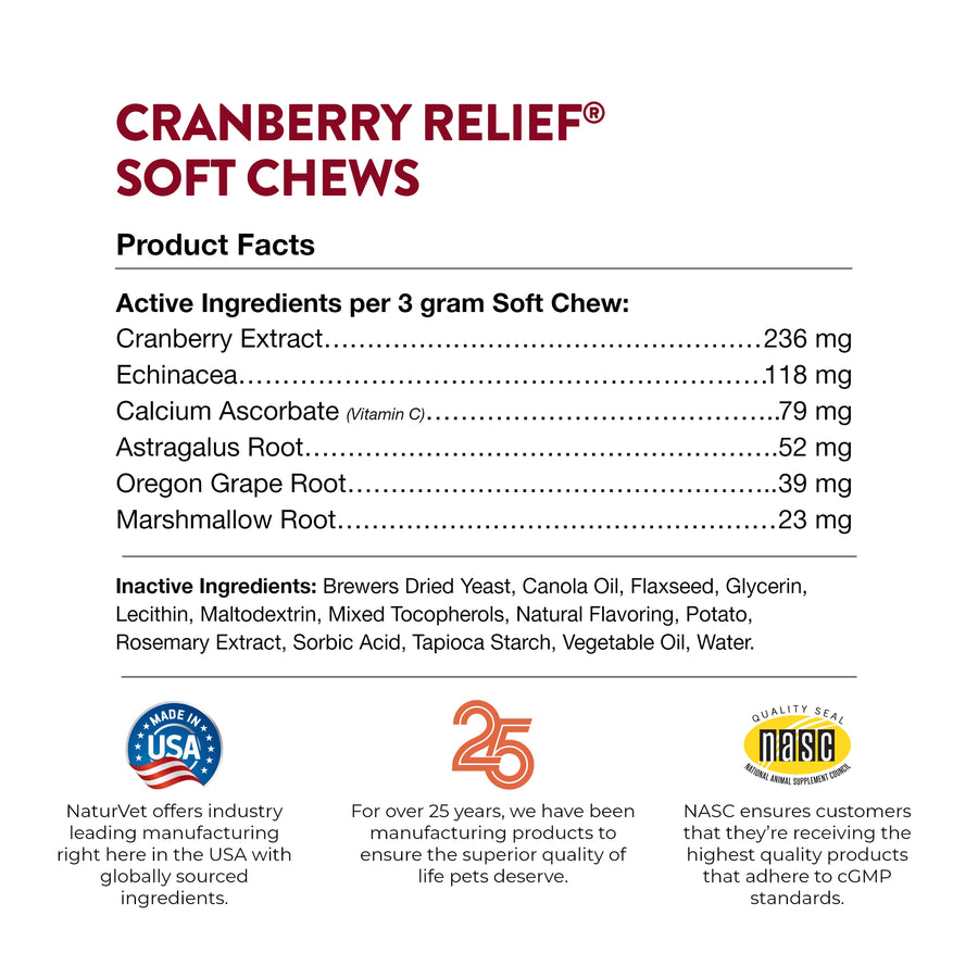 NaturVet Cranberry Relief Plus Echinacea Soft Chews for Dogs