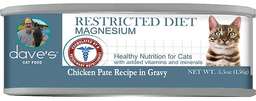 Dave's Restricted Diet Magnesium Chicken Dinner Canned Cat Food 5.5oz, Front Can