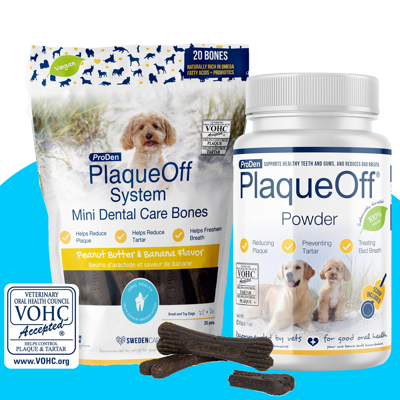 PlaqueOff Dental Duo for Dogs With Peanut Butter & Banana Bones ...