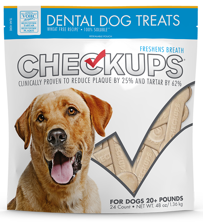 Checkups Dental Dog Treats for Dogs 20+ pounds 48 oz/ 24 counts