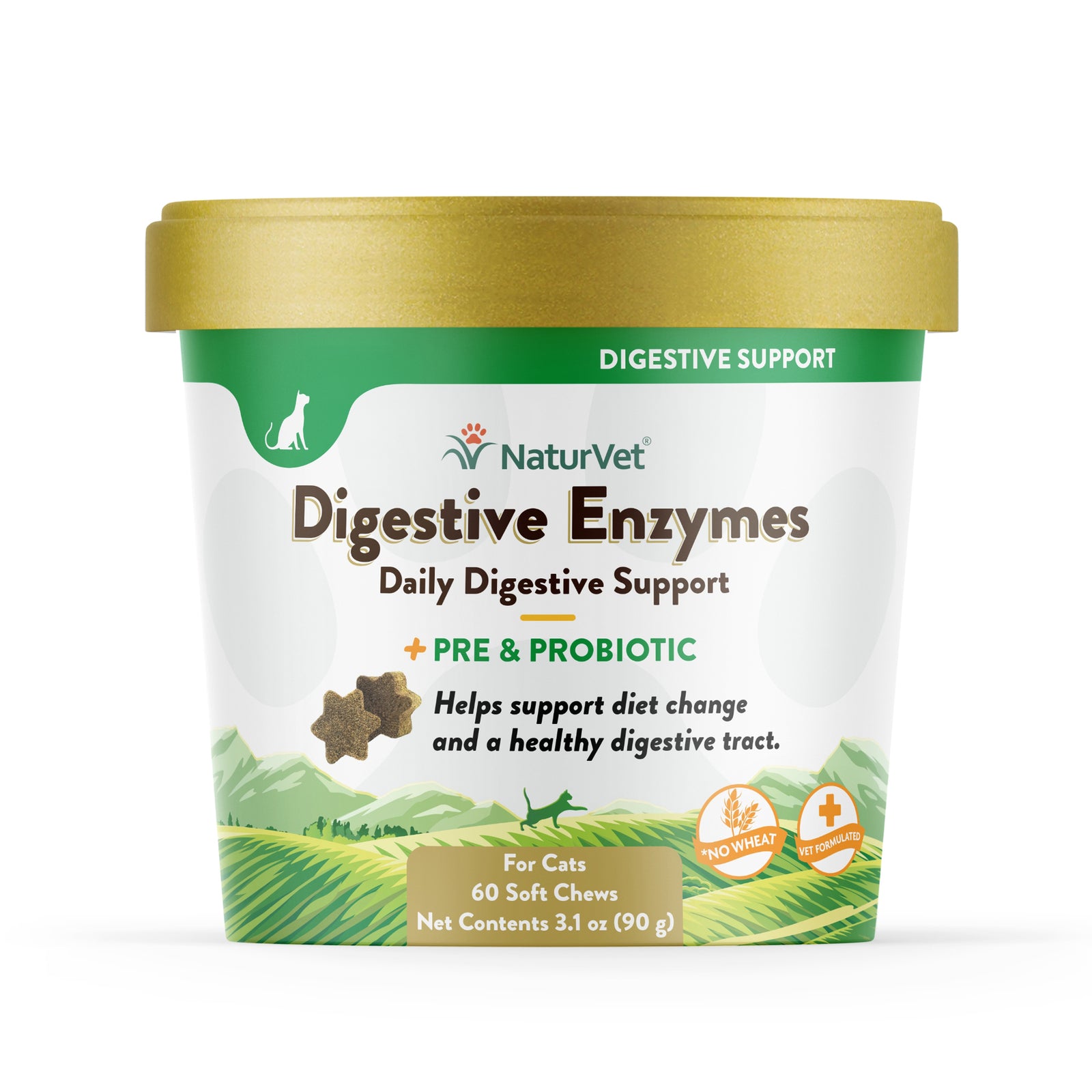 NaturVet Digestive Enzymes for Cats 60-ct