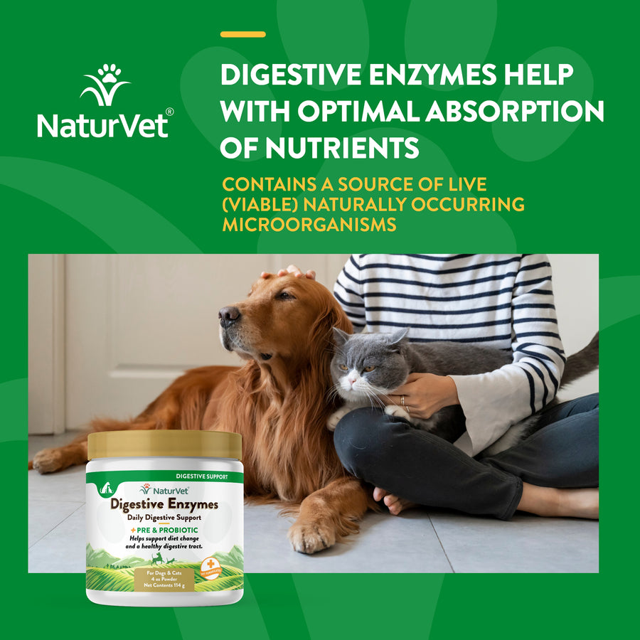 NaturVet Digestive Enzymes Plus Probiotic Powder