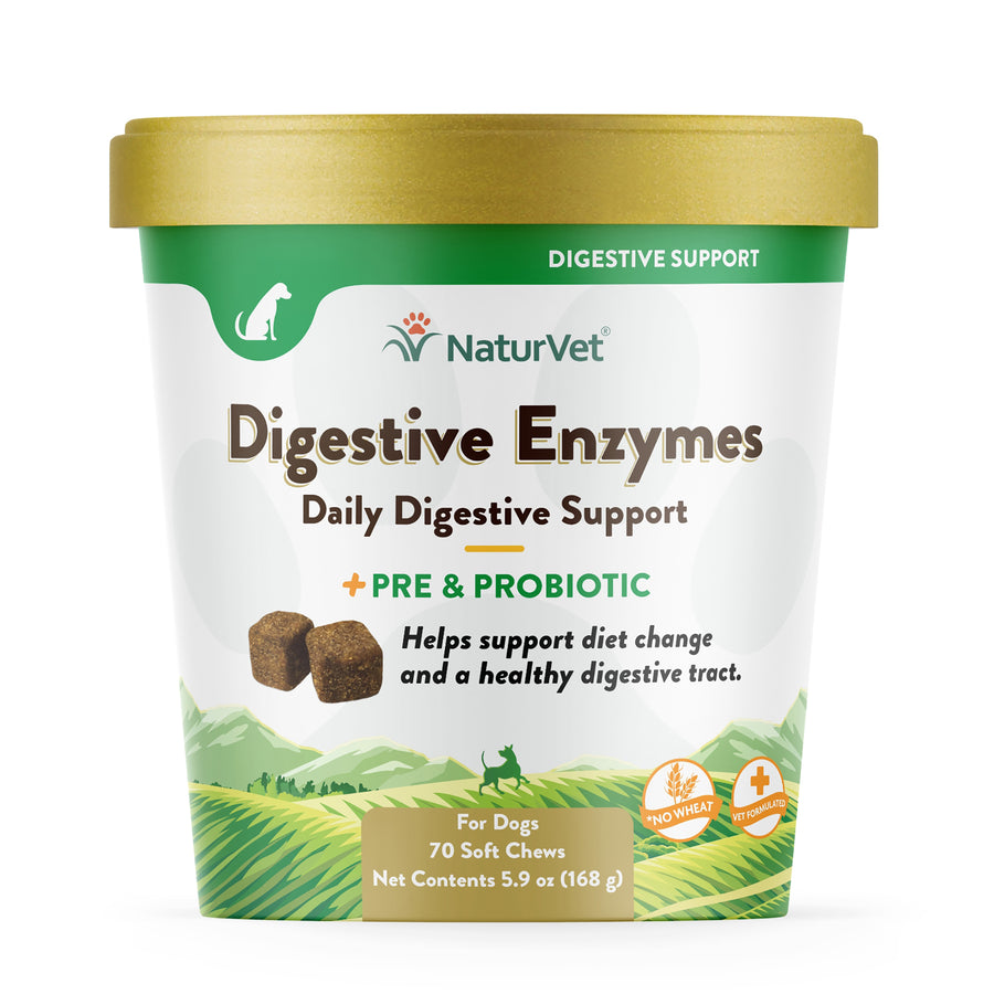 NaturVet Digestive Enzymes Plus Probiotics Soft Chews for Dogs