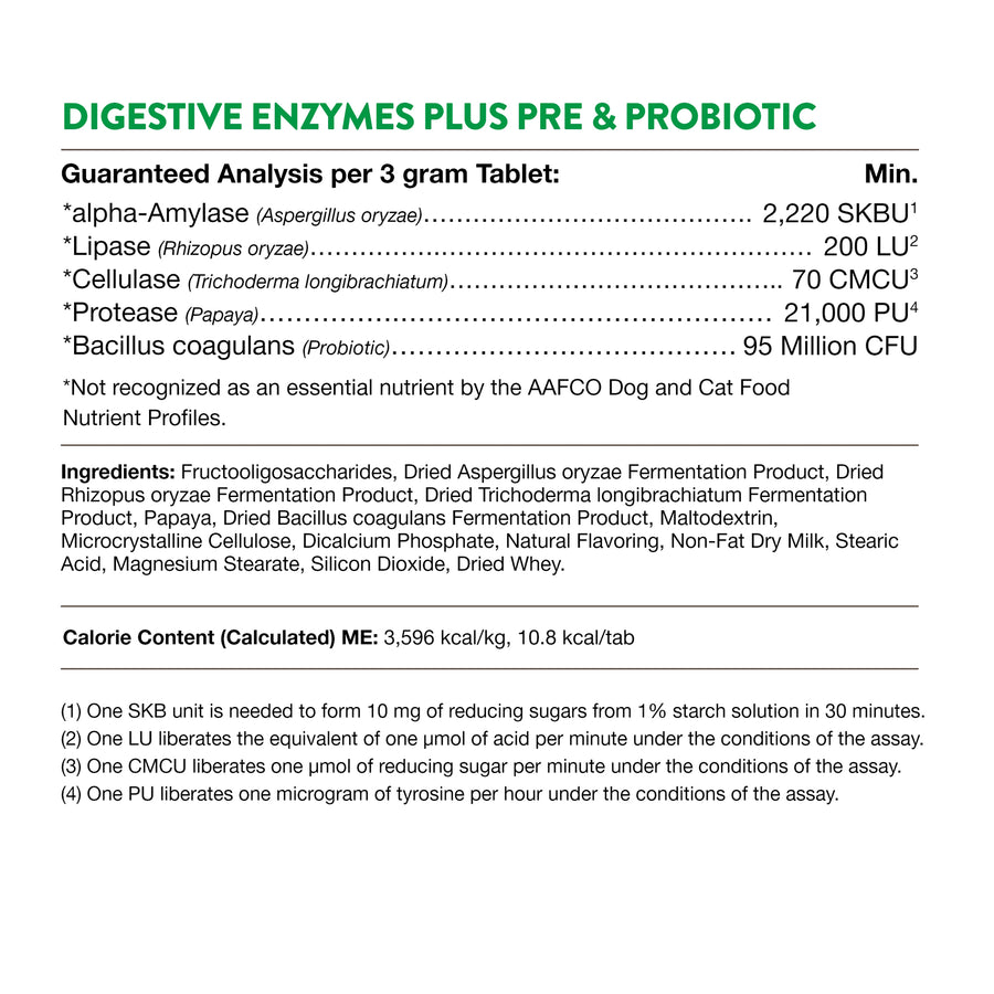 NaturVet Digestive Enzymes Plus Probiotic Chewable Tablets