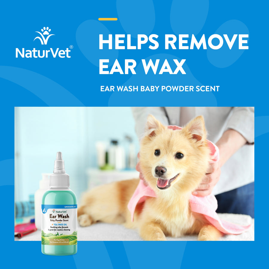 NaturVet Pet Ear Wash Plus Aloe and Tea Tree Oil for Dogs and Cats