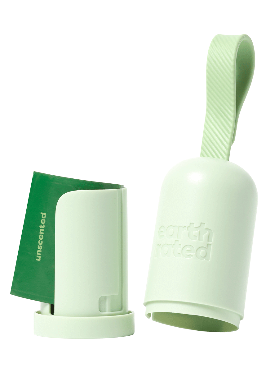 Earth Rated Poop Bag Dispenser Cap removed to see poop bag location 