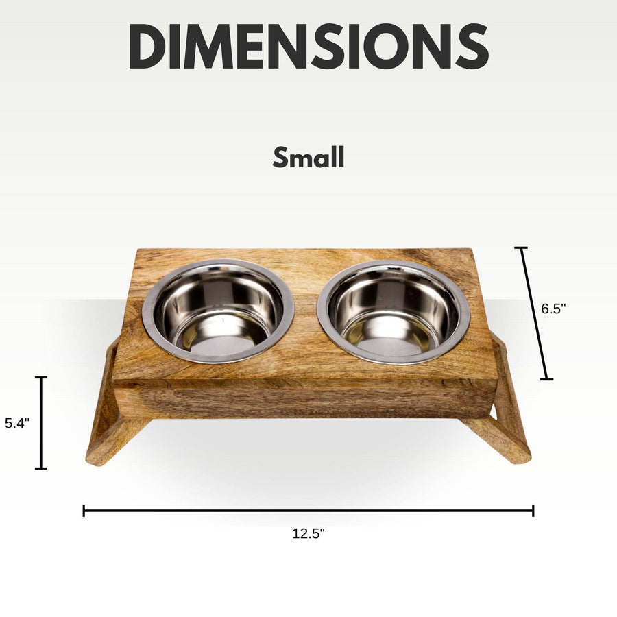 12.5 x 6.5 x 5.4 inches  Small Size Eco-Friendly Elevated Dog Wood Feeder in Natural Wood Finish Small