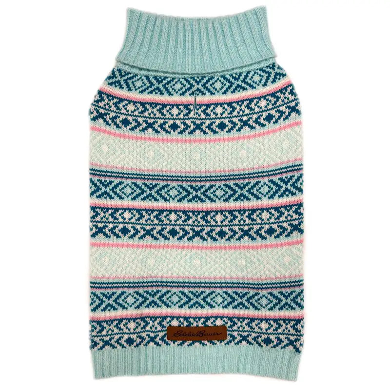 Eddie Bauer Camano Fair Isle Sweater, Aqua/Pink