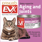 Front can of Evanger's EVX Restricted Diet: Senior & Joint Health Salmon Canned Cat Foo, dietary support