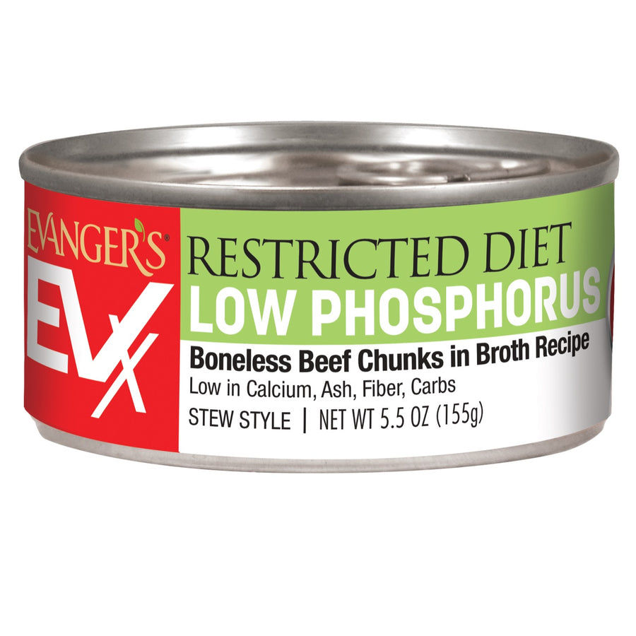Evanger's EVX Restricted: Low Phosphorus Canned Cat Food 5.5oz, Front Can