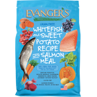 Front bag of Evanger's Grain Free Super Premium Whitefish and Sweet Potato Dry Dog Food