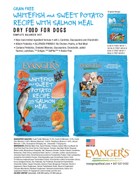 Guaranteed Analysis, Ingredients and Caloric Content for
Evanger's Grain Free Super Premium Whitefish and Sweet Potato Dry Dog Food