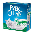 Front and right side panel of product box. Super premium clumping cat litter. Net weight: 25 pounds. Ever Clean Extra Strength Unscented.
