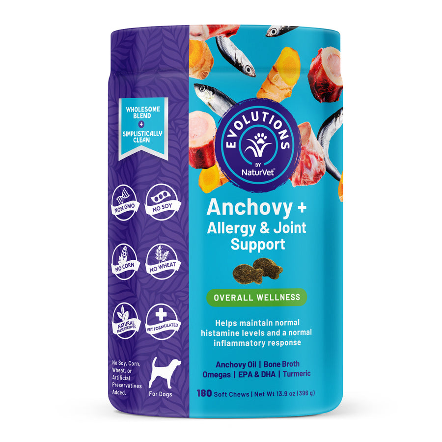 NaturVet Evolutions Anchovy + Allergy & Joint Support Soft Chews for Dogs