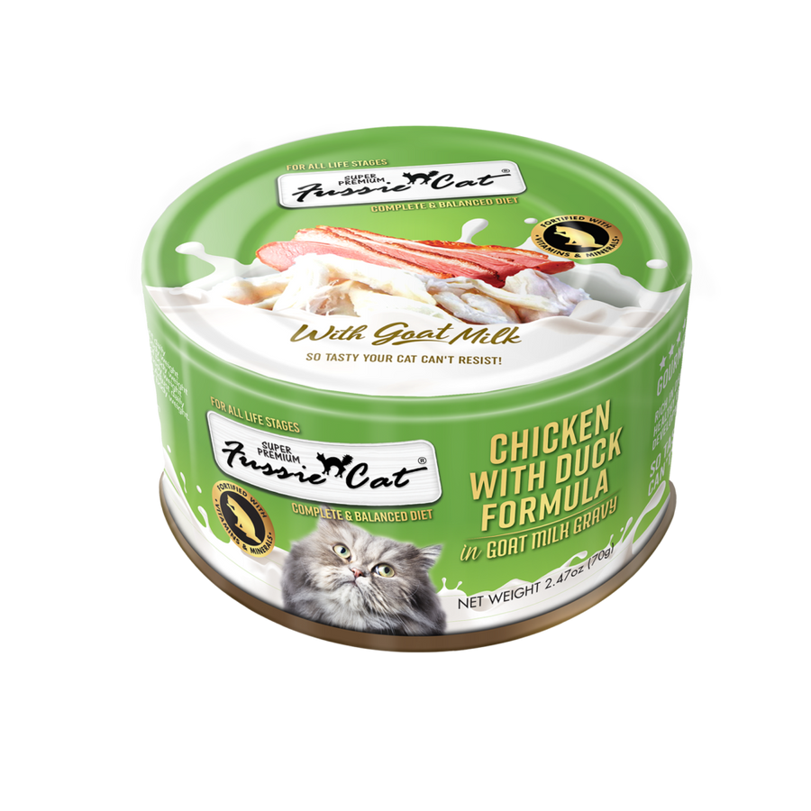 Fussie Cat Chicken with Duck Formula in Goat Milk Gravy Canned Cat Food