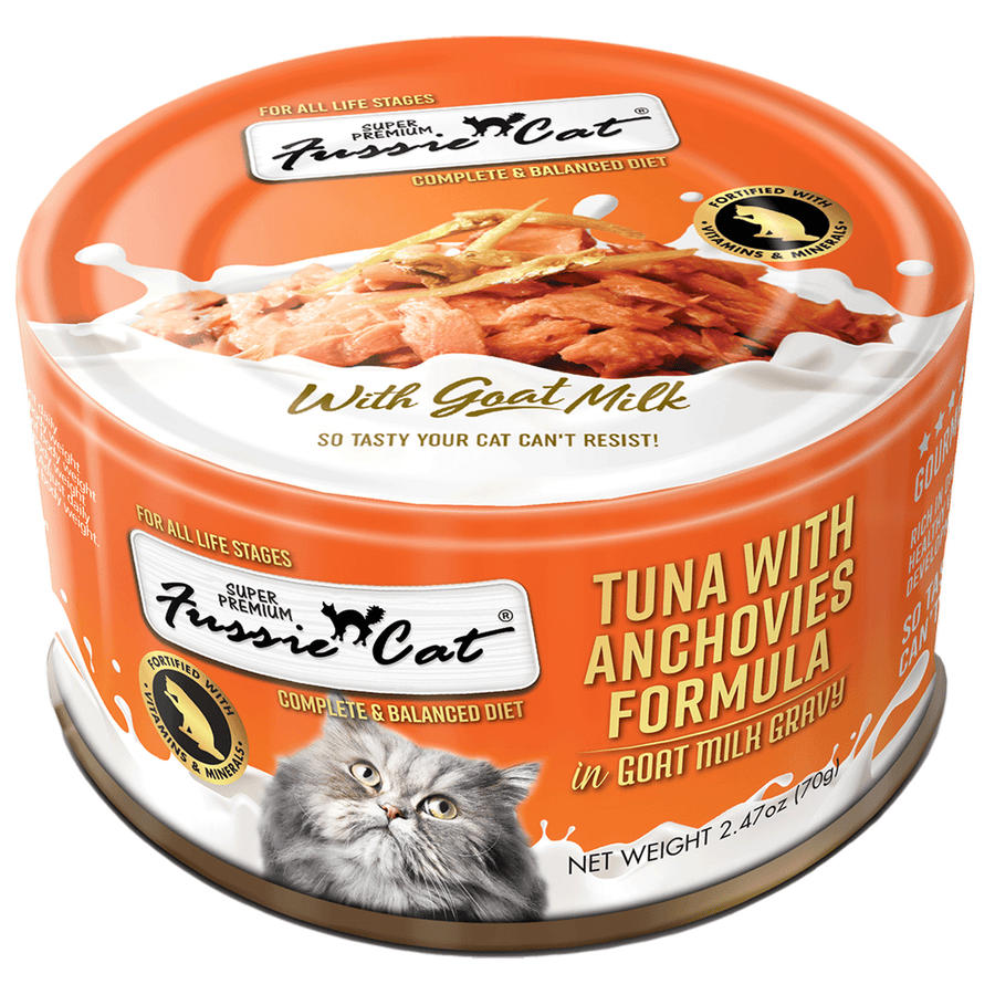 Fussie Cat Tuna with Anchovies Formula in Goat Milk Gravy Cat Food Can