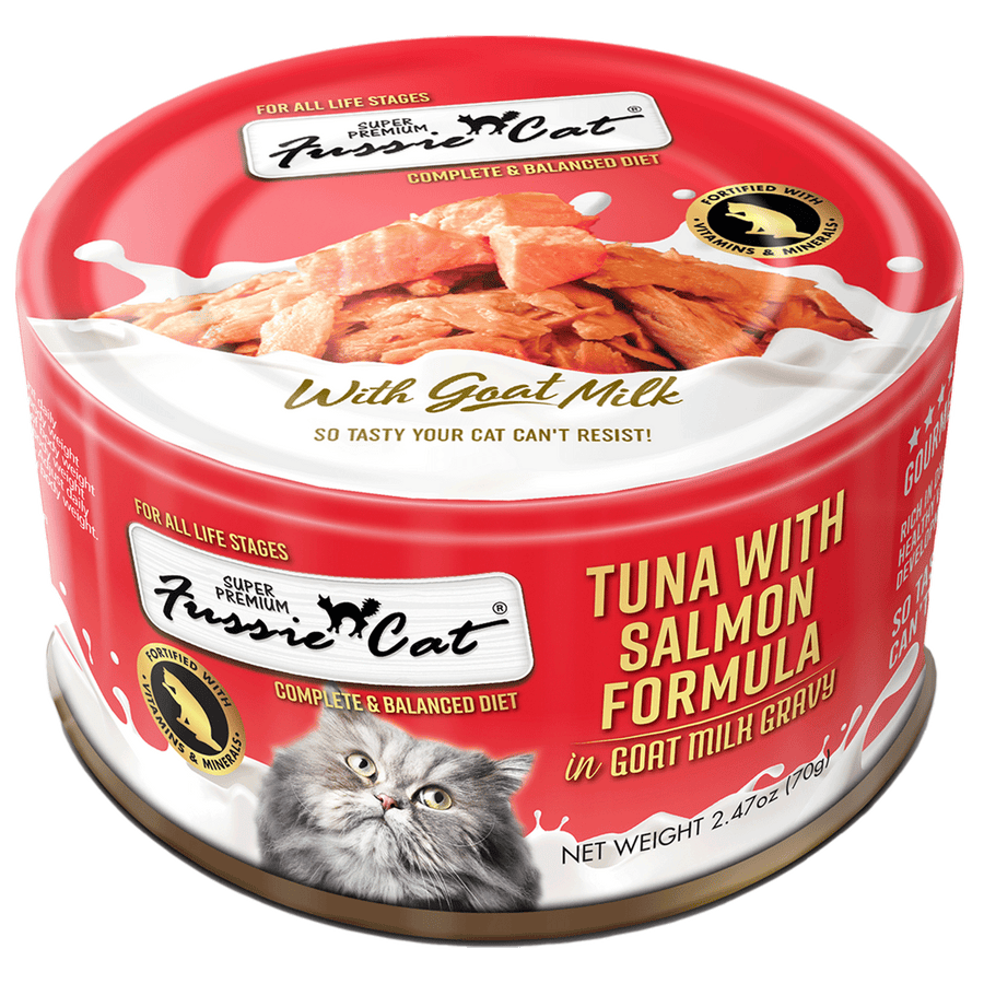 Fussie Cat Tuna with Salmon Formula in Goat Milk Gravy Cat Food Can