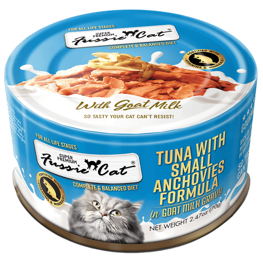 Fussie Cat Tuna with Small Anchovies Formula in Goat Milk Gravy Cat Food Can