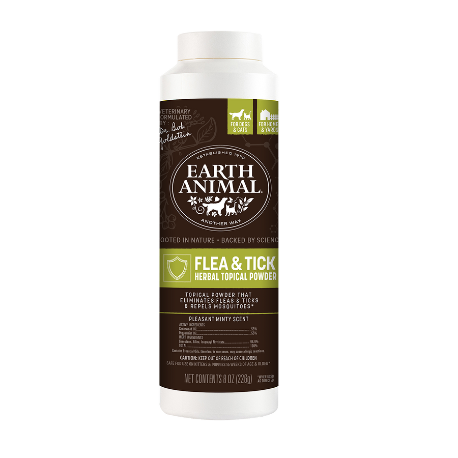 Earth Animal Flea & Tick Herbal Topical Powder for Cats & Dogs