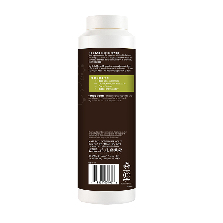 Earth Animal Flea & Tick Herbal Topical Powder for Cats & Dogs