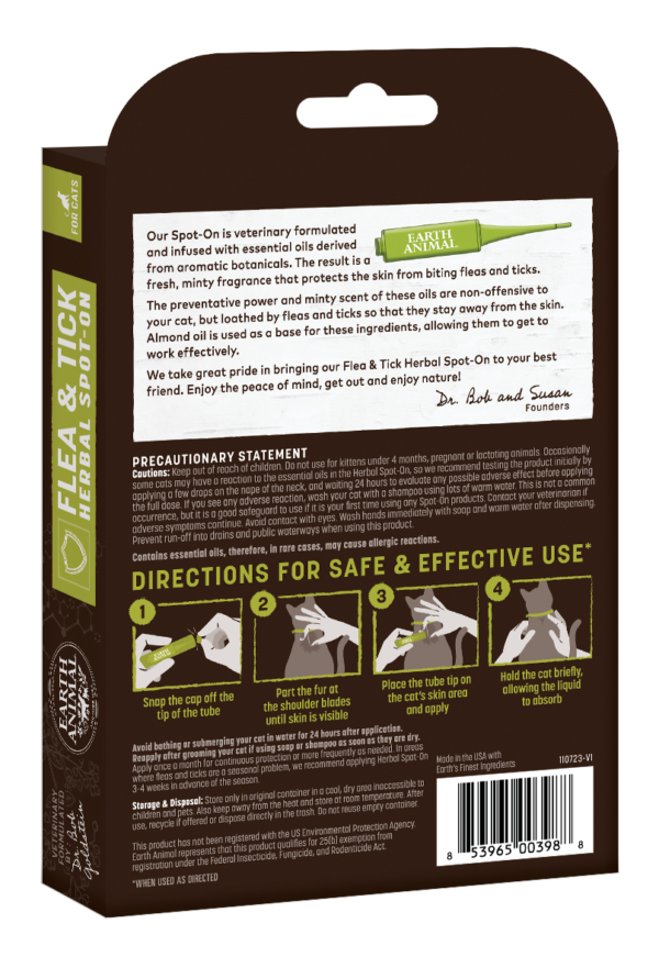 Earth Animal Flea & Tick Herbal Spot-on for Cats