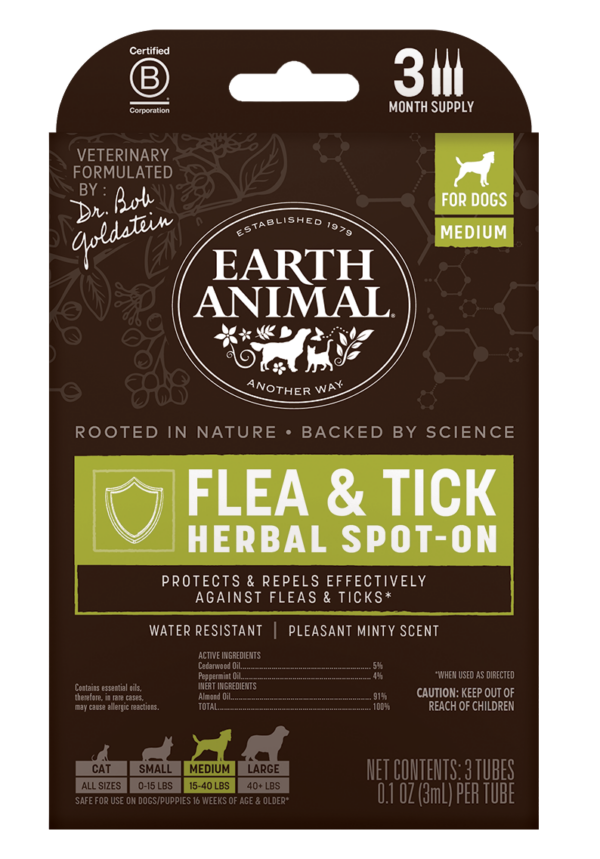 Earth Animal Flea & Tick Herbal Spot On For Dogs & Puppies
