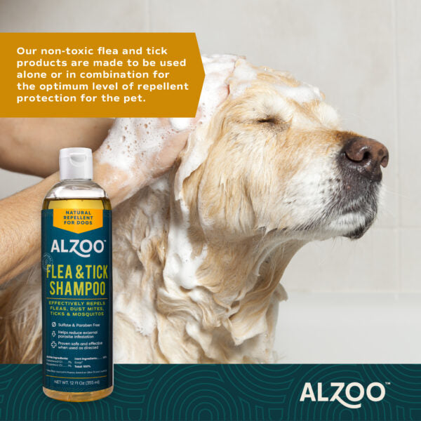 Alzoo Plant-Based Flea & Tick Shampoo for Dogs & Cats